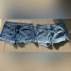 2  Pair American Eagle Blue Cotton Shorts size 6